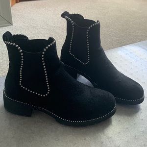 Suede studded booties
